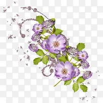 紫色花朵花枝漂浮装饰