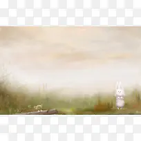 清新唯美白色小兔