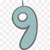 绿色手绘数字9