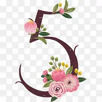 创意花卉艺术字数字