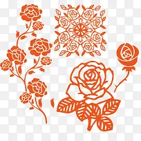 创意合成时尚手绘玫瑰花