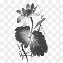 水墨风效果黑色花朵