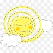 手绘卡通黄色太阳白云装饰