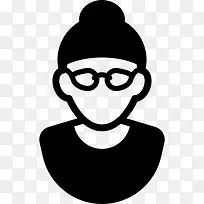 女人与Bund和眼镜图标