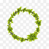 绿色手绘植物圆环装饰图案