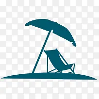 矢量遮阳伞躺椅素材