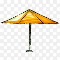 手绘水彩橙色遮阳伞