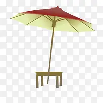 矢量木质凳子遮阳伞