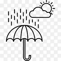 雨和太阳伞图标