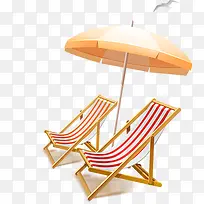 夏日遮阳伞躺椅手绘