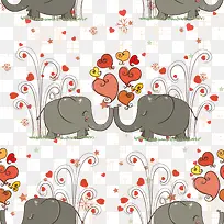 大象卡通动物背景04—矢量素材