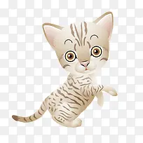 手绘卡通虎纹小猫素材