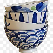 手绘艺术青花瓷蓝色花纹圆碗