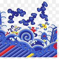 唯美精美中国风青花瓷花纹底纹边