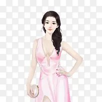 手包粉裙性感古风女子