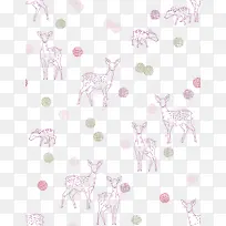 粉色矢量小鹿背景底纹素材