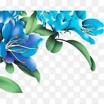 蓝色植物卡通花朵