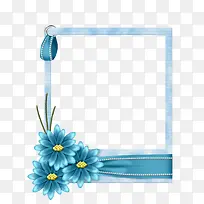 蓝色唯美花朵边框