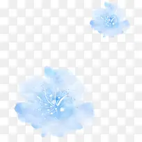 梦幻唯美蓝色水彩花朵