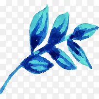 蓝色水墨艺术花朵