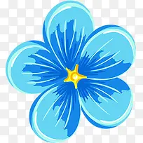 蓝色卡通水彩艺术花朵