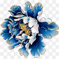 手绘蓝色国庆海报花朵
