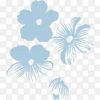 中秋节蓝色水彩花朵