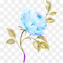 蓝色水墨风花朵