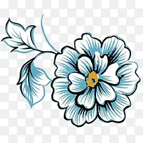 蓝色唯美手绘花朵