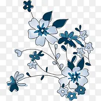 蓝色复古怀旧艺术花朵