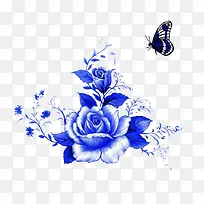 蝴蝶蓝色花朵