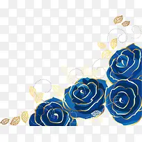 蓝色卡通艺术花朵