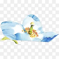 手绘蓝色花朵 花瓣