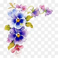 水墨蓝色花朵花瓣