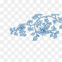 中国古风蓝色花朵装饰