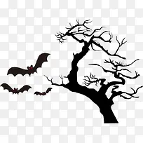 矢量树枝与蝙蝠