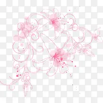 教师节线条粉色花朵