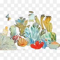 彩绘海底植物图案