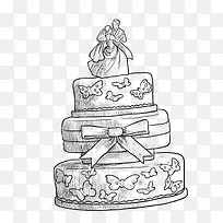 手绘三层婚礼蛋糕