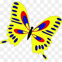 黄色卡通精致手绘蝴蝶
