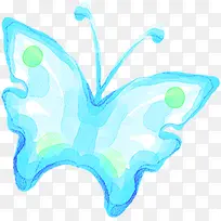 手绘蓝色蝴蝶水彩设计
