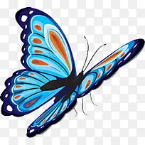 扁平风格手绘飞舞的蓝蝴蝶