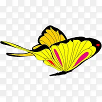 创意手绘扁平黄色的蝴蝶