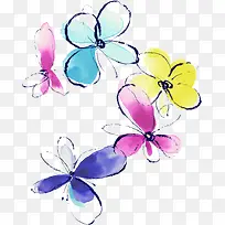 手绘蝴蝶花朵造型