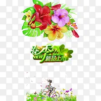 春天手绘植物花朵蝴蝶装饰