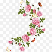 中秋节手绘花朵蝴蝶