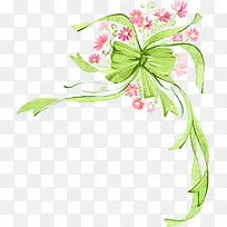 手绘粉色花卉蝴蝶结图片