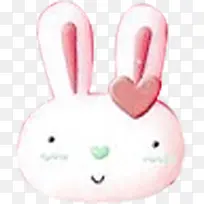 手绘可爱粉色兔子装饰