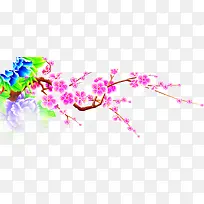 手绘粉色梅花装饰花纹