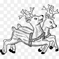 可爱的圣诞节麋鹿手绘